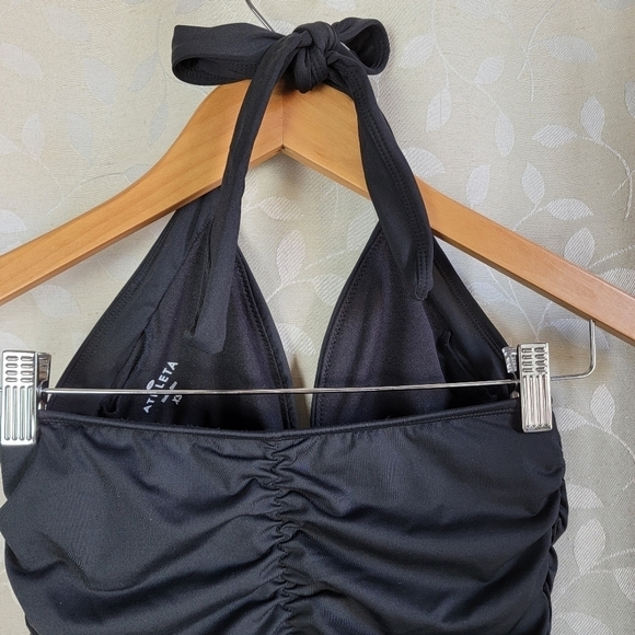 Athleta Harlow Black Halter Ruched Tankini Swim Top | Retro 90s Y2K Swimwear XS - Picture 7 of 16